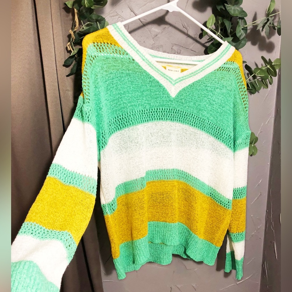 Main Strip Colorblock Sweater Sz Small - Picture 2 of 4